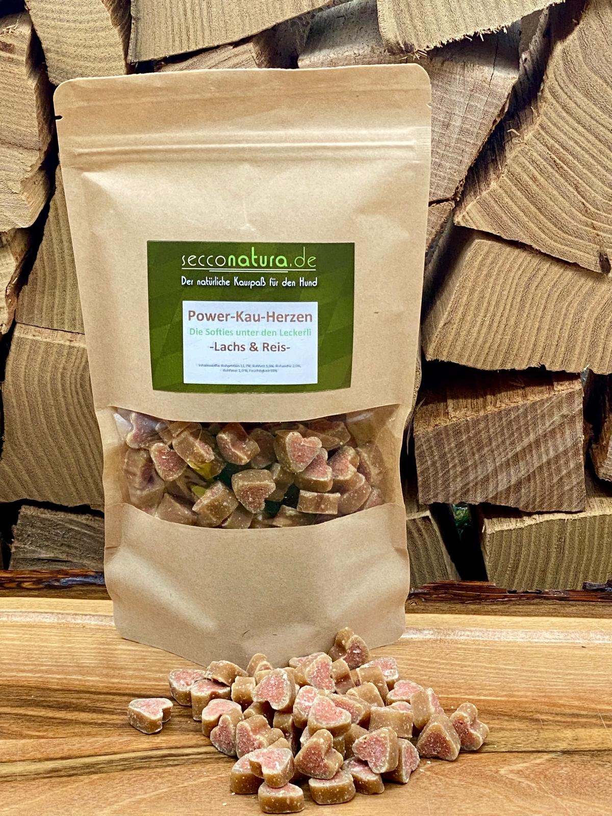 Power-Kau-Herzen Lachs und Reis 150g